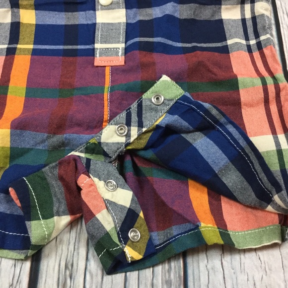 Gap Boys 0 3 6 12 18 24 Month Plaid Shorts Romper - Picture 3 of 4